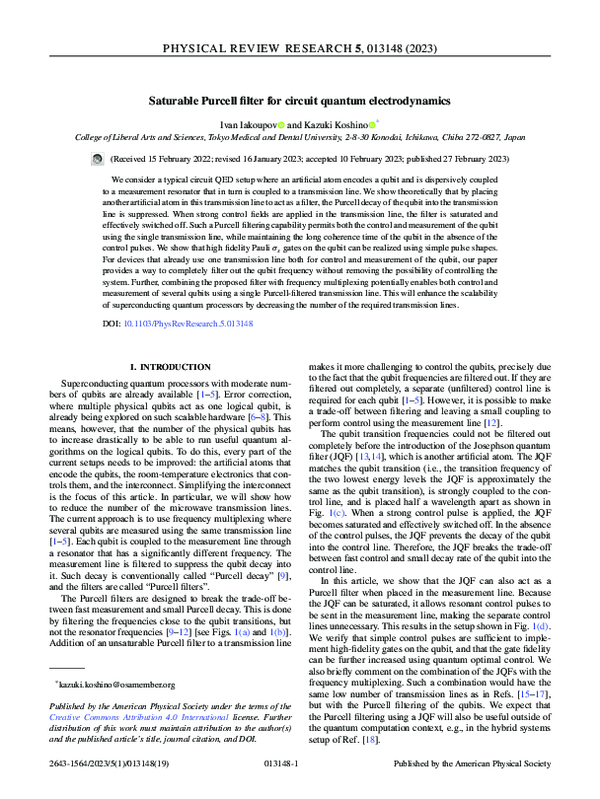 (PDF) Saturable Purcell filter for circuit quantum electrodynamics