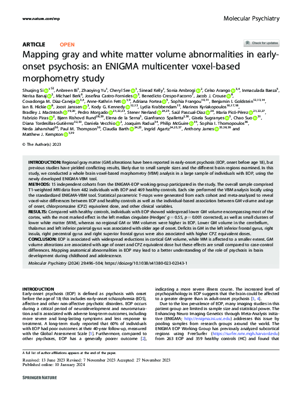 (PDF) Mapping gray and white matter volume abnormalities in earlyonset ...