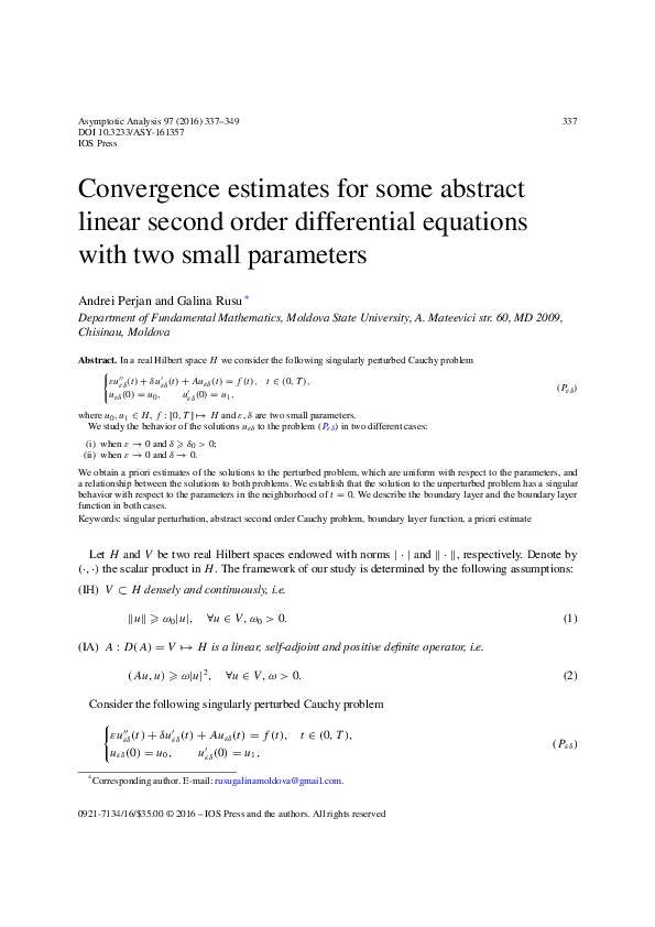 (PDF) Convergence estimates for some abstract linear second order ...
