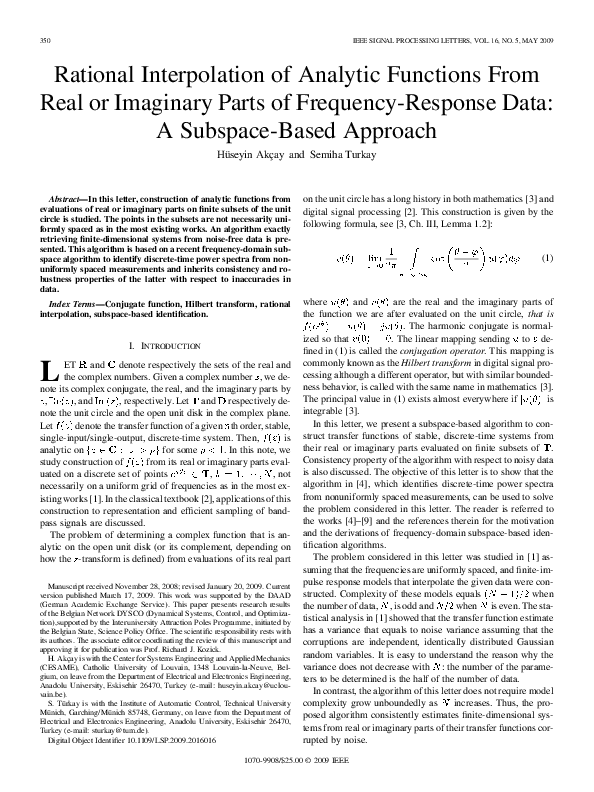 (PDF) Rational Interpolation of Analytic Functions From Real or ...