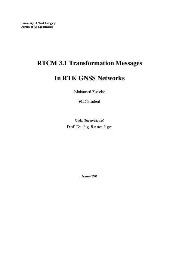 First page of “RTCM 3.1 Transformation Messages In RTK GNSS Networks”