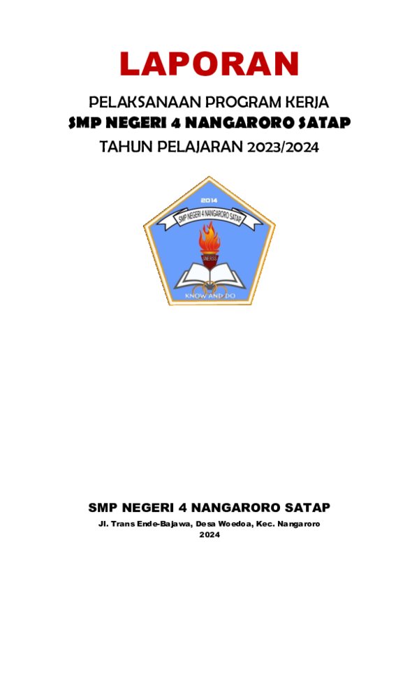 (PDF) Laporan Program Kerja SMPN 4 Nangaroro Satap (RKS)