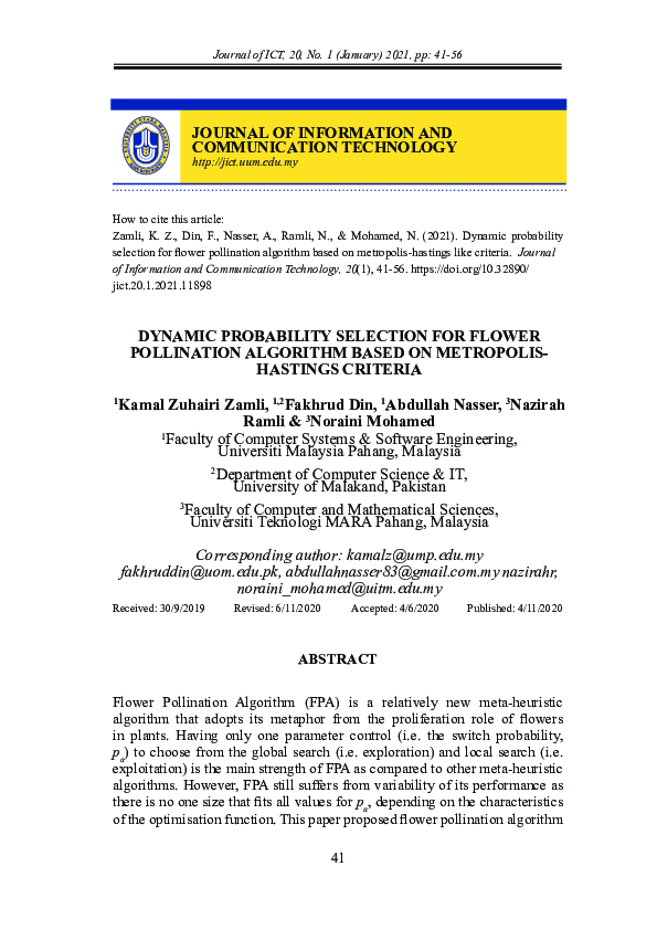 (PDF) Dynamic Probability Selection for Flower Pollination Algorithm ...