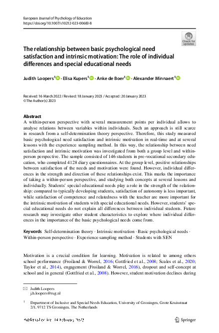 (PDF) The relationship between basic psychological need satisfaction ...