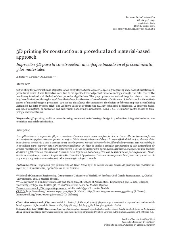 (PDF) 3D printing for construction: a procedural and material-based ...