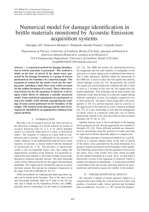 (PDF) Numerical model for damage identification in brittle materials ...