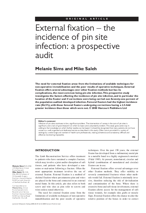 (PDF) External fixation – the incidence of pin site infection: a ...