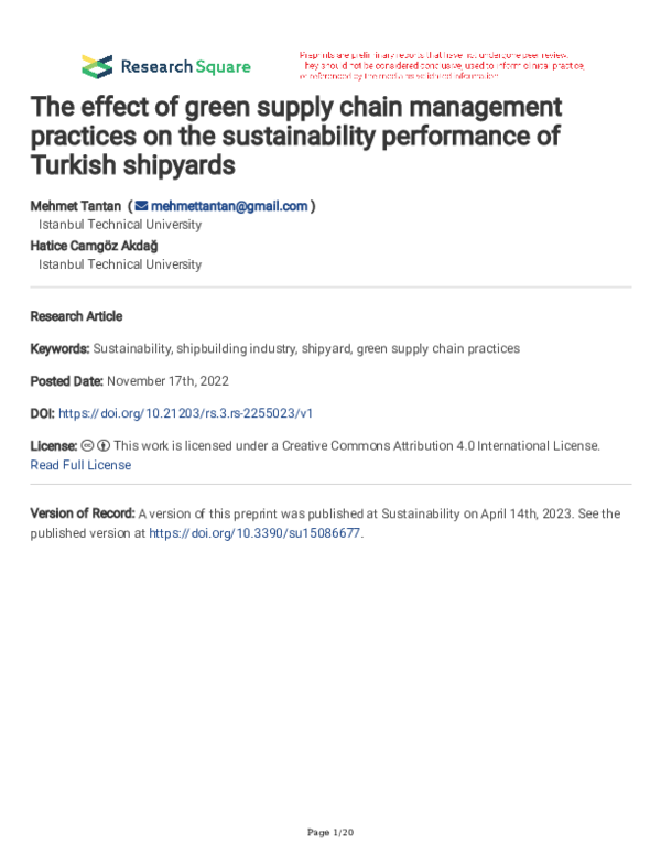 (PDF) The effect of green supply chain management practices on the ...