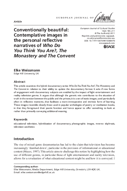 (PDF) Conventionally beautiful: Contemplative images in the personal ...