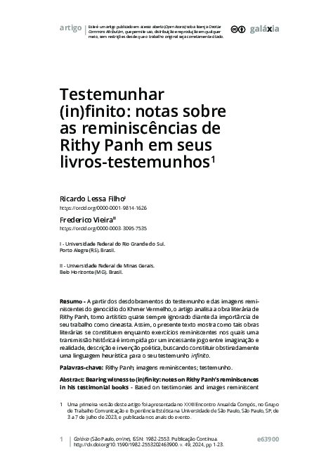 (PDF) Testemunhar (in)finito: notas sobre as reminiscências de Rithy ...
