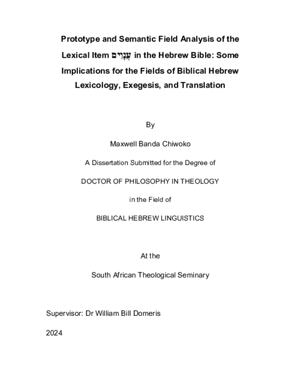 (PDF) Prototype and Semantic Field Analysis of the Lexical Item ...