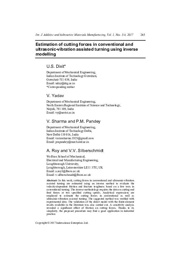 (PDF) Estimation of cutting forces in conventional and ultrasonic ...