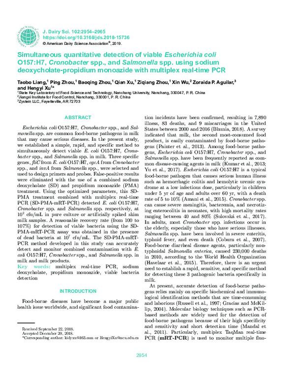(PDF) Simultaneous quantitative detection of viable Escherichia coli ...