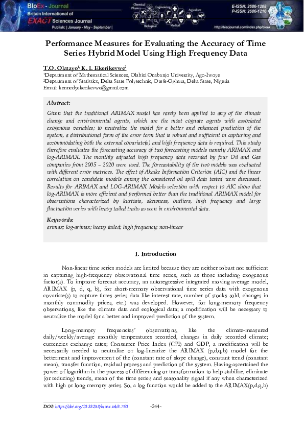 (PDF) Performance Measures for Evaluating the Accuracy of Time Series ...
