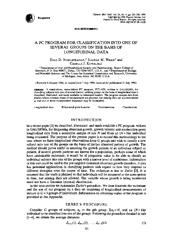 (PDF) A PC program for classification into one of several groups on the ...
