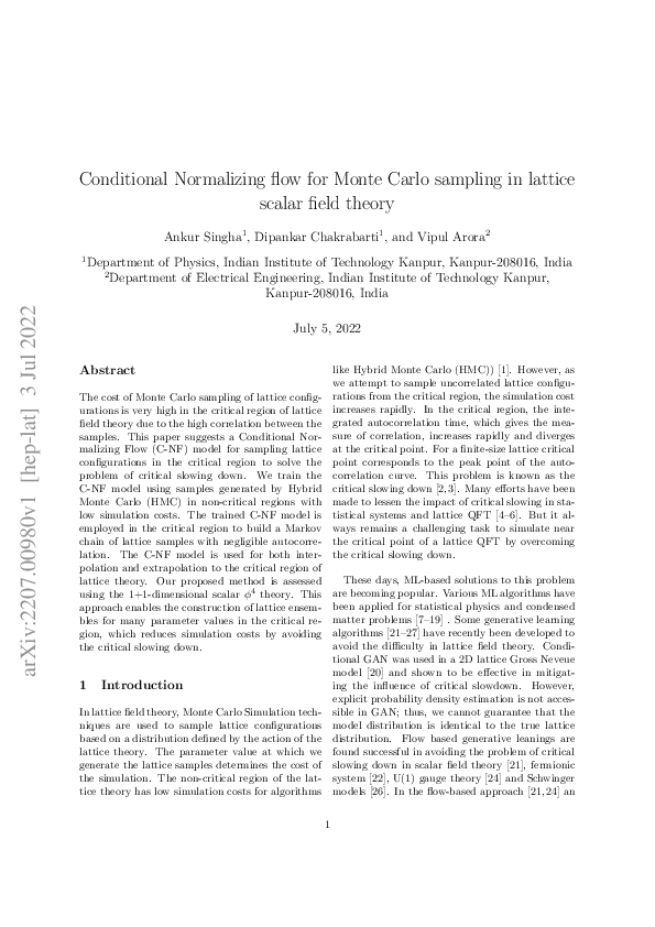 (PDF) Conditional Normalizing flow for Monte Carlo sampling in lattice ...