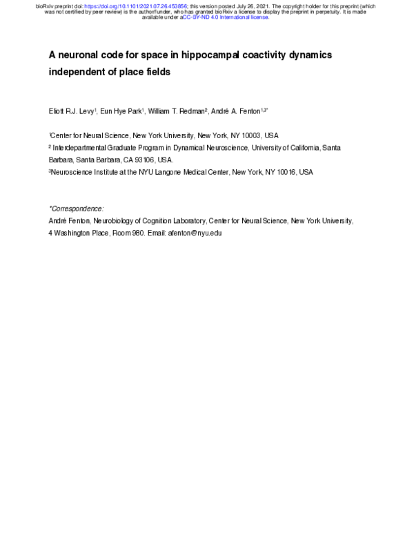 (PDF) A manifold neural population code for space in hippocampal ...