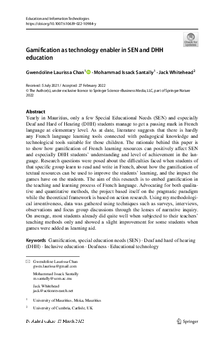 (PDF) Gamification as technology enabler in SEN and DHH education