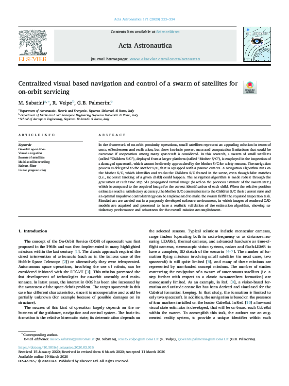 (PDF) Centralized visual based navigation and control of a swarm of ...