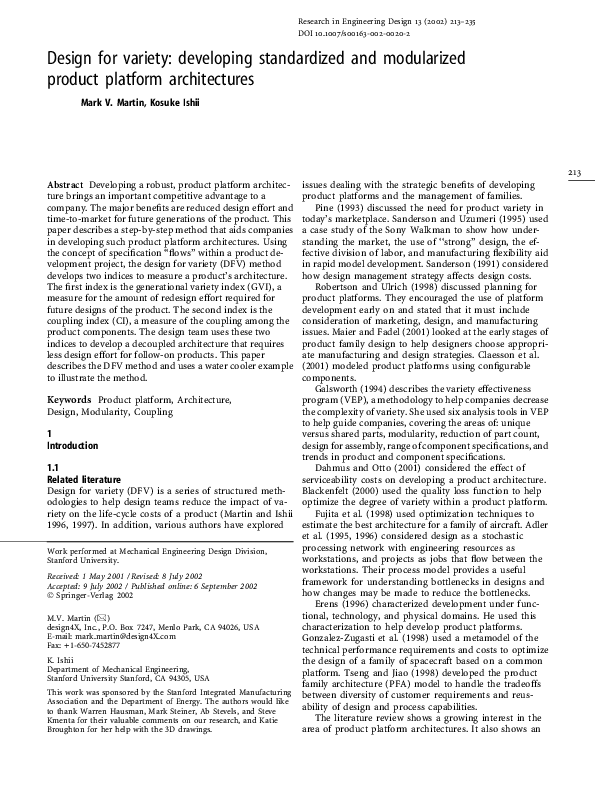 (PDF) Design for variety: developing standardized and modularized ...