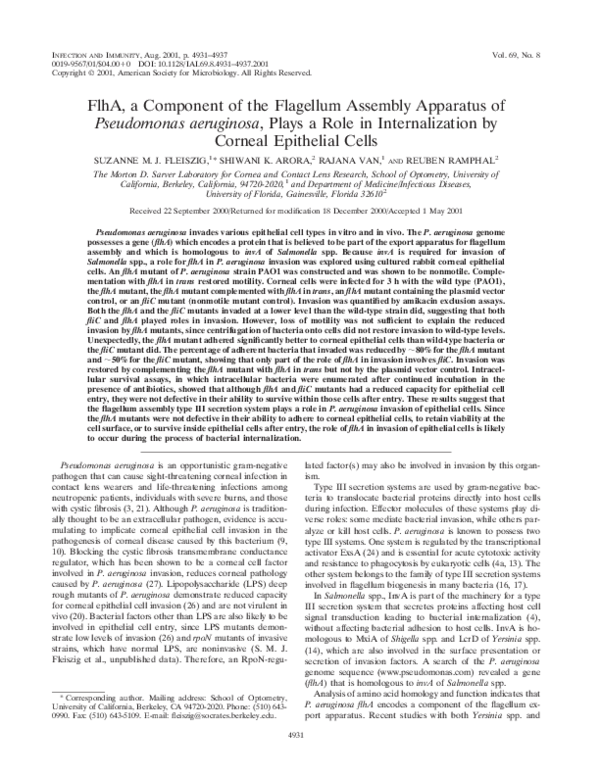 (PDF) FlhA, a Component of the Flagellum Assembly Apparatus of ...
