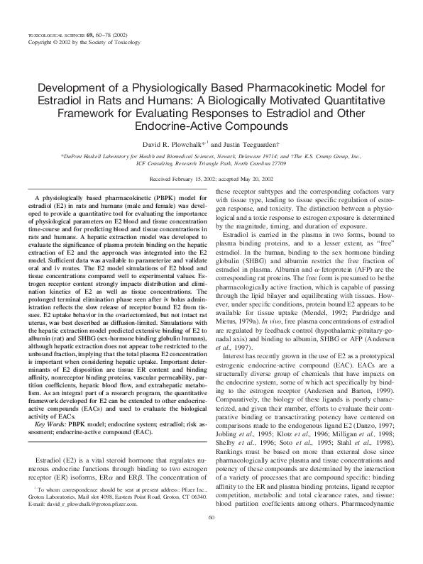 (PDF) Development of a physiologically based pharmacokinetic model of ...