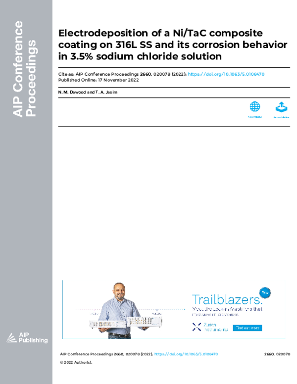 (PDF) Electrodeposition of a Ni/TaC composite coating on 316L SS and ...