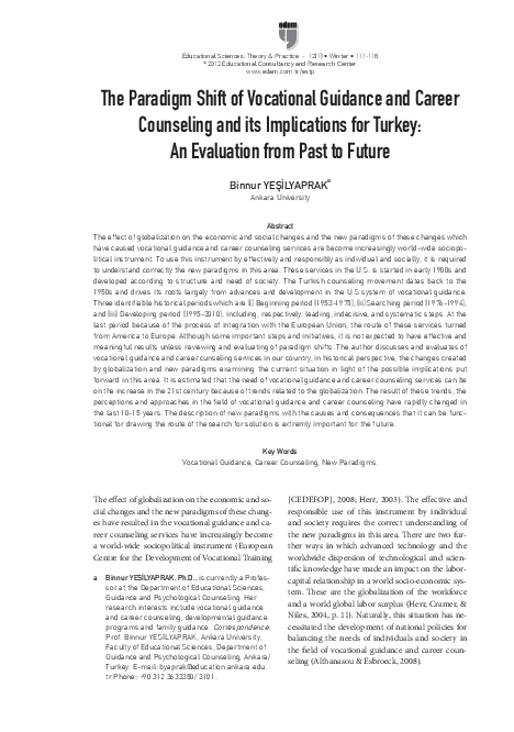 (PDF) The Paradigm Shift of Vocational Guidance and Career Counseling ...