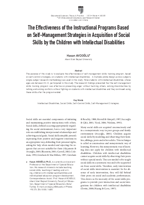 (PDF) The Effectiveness of the Instructional Programs Based on Self ...