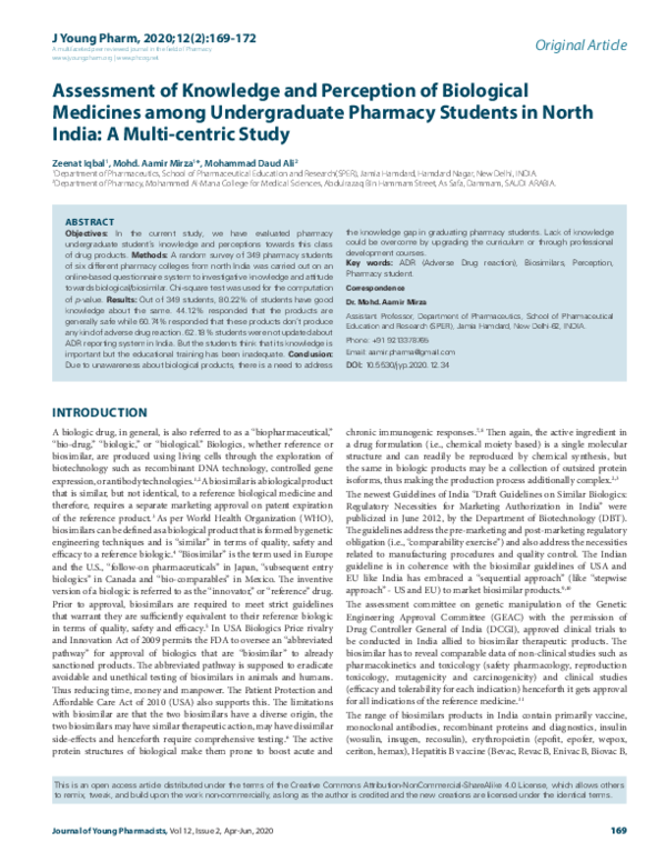 (PDF) Assessment of Knowledge and Perception of Biological Medicines ...
