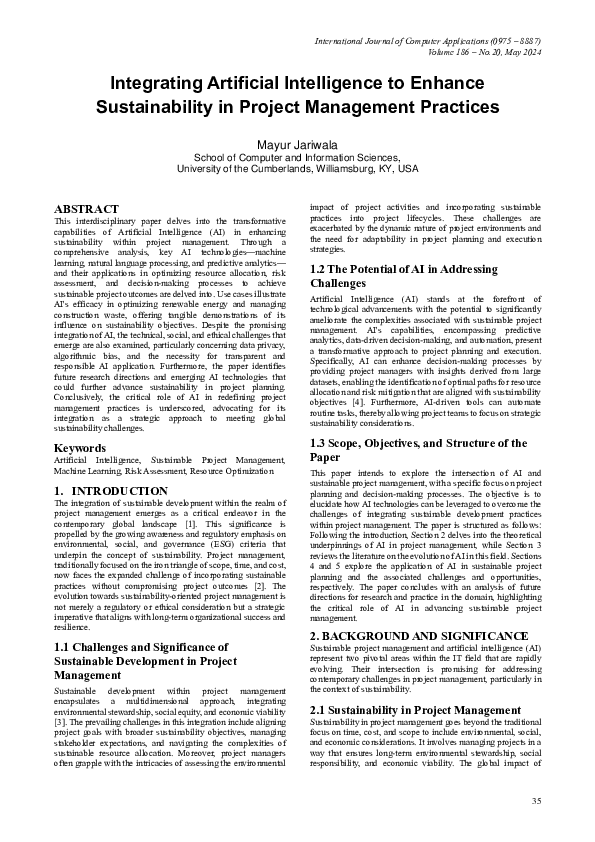 (PDF) Integrating Artificial Intelligence to Enhance Sustainability in ...