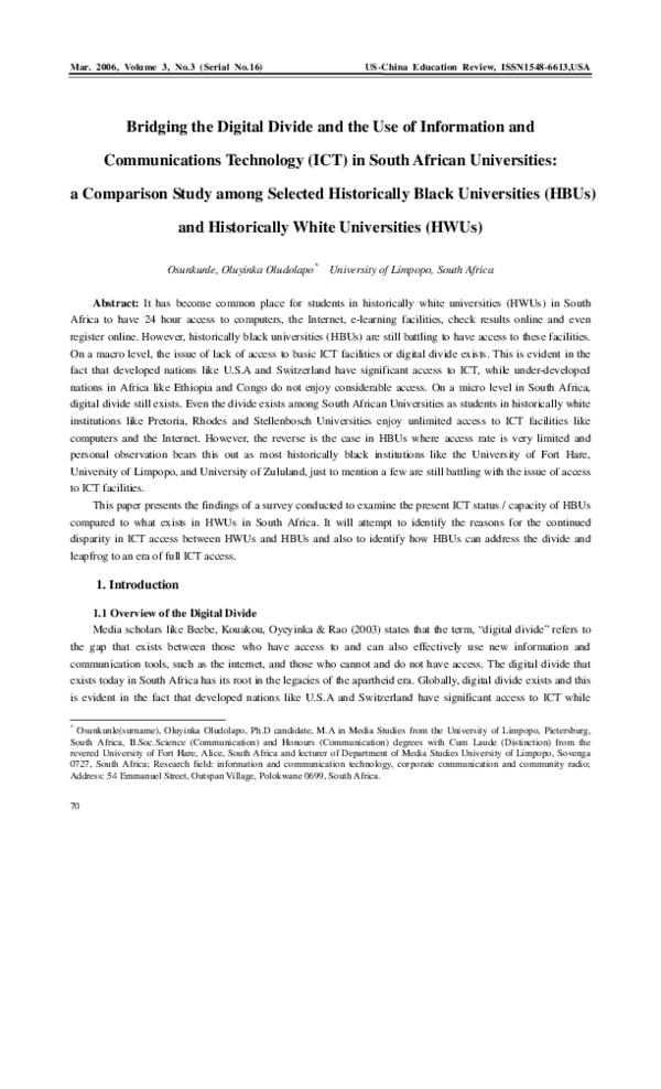 (PDF) Bridging the Digital Divide and the Use of Information and ...