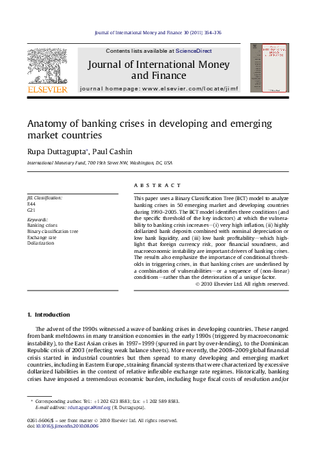 (PDF) Anatomy of banking crises in developing and emerging market countries