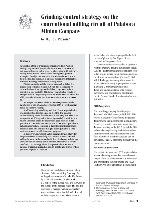 (PDF) Grinding control strategy on the conventional milling circuit of ...