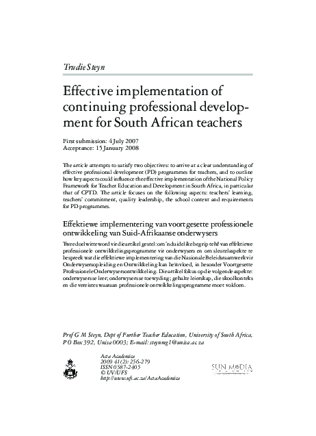 (PDF) Effective implementation of continuing professional development ...
