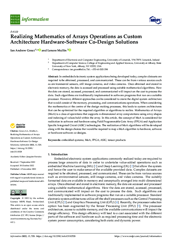 (PDF) Realizing Mathematics of Arrays Operations as Custom Architecture ...