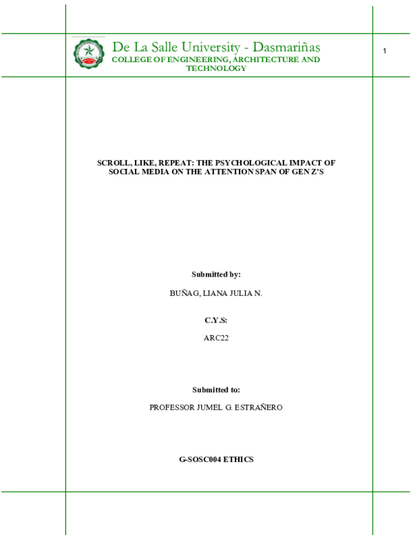(PDF) Scroll, Like, Repeat- The Psychological Impact Of Social Media On ...