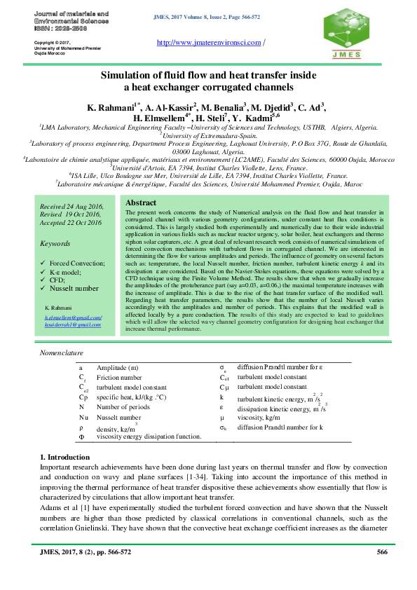 (PDF) Simulation of fluid flow and heat transfer inside a heat ...