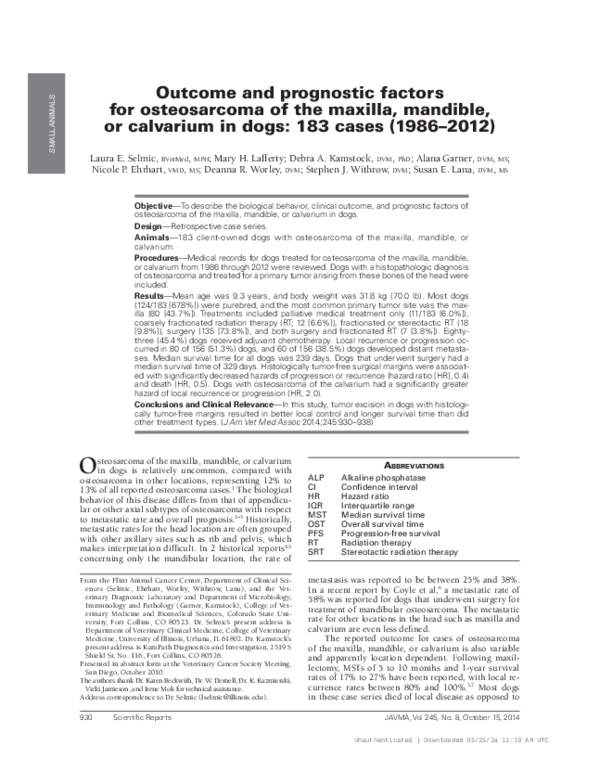 (PDF) Outcome and prognostic factors for osteosarcoma of the maxilla ...