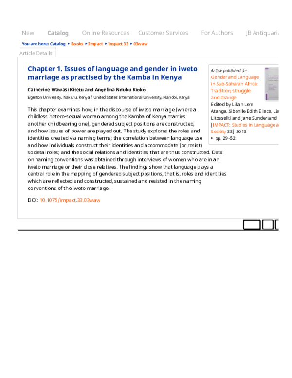 (PDF) Chapter 1. Issues of language and gender in iweto marriage as ...