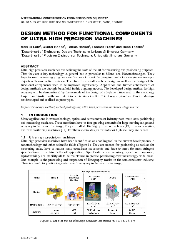 (PDF) Design Method for Functional Components of Ultra High Precision ...