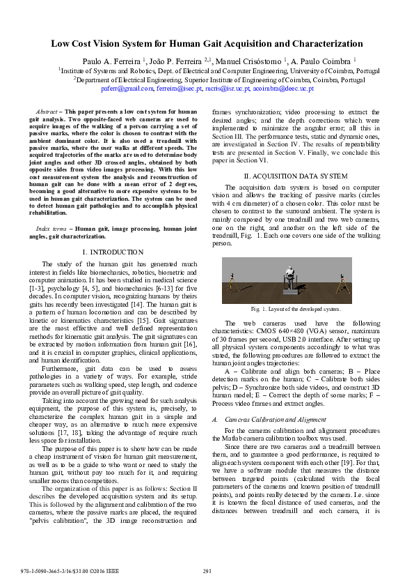 (PDF) Low cost vision system for human gait acquisition and ...