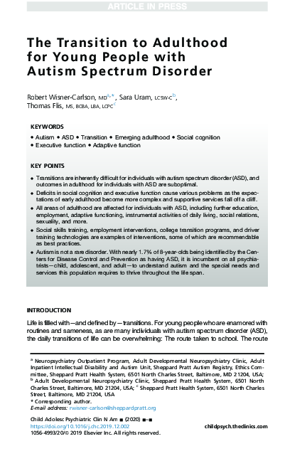 (PDF) The Transition to Adulthood for Young People with Autism Spectrum ...