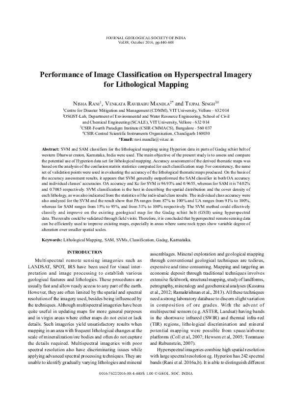 (PDF) Performance of image classification on hyperspectral imagery for ...