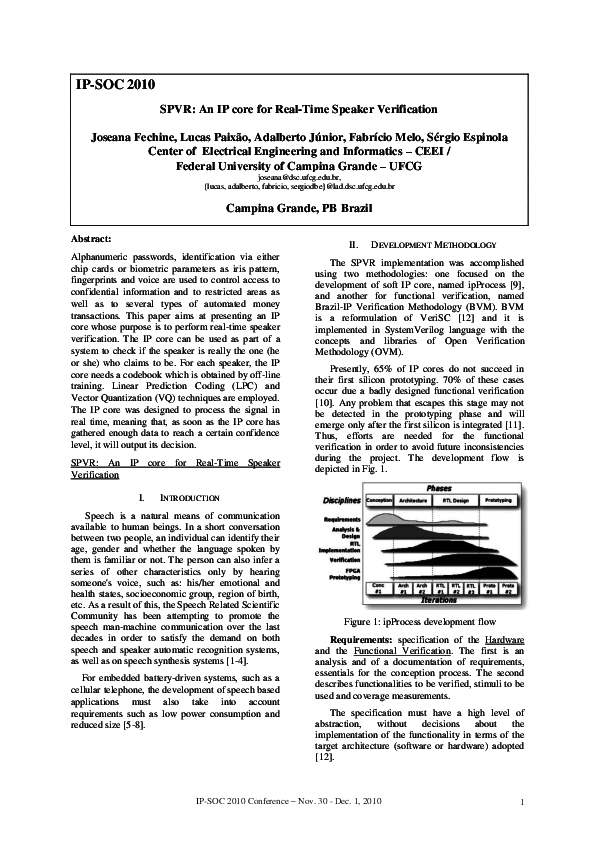 (PDF) SPVR: An IP core for Real-Time Speaker Verification