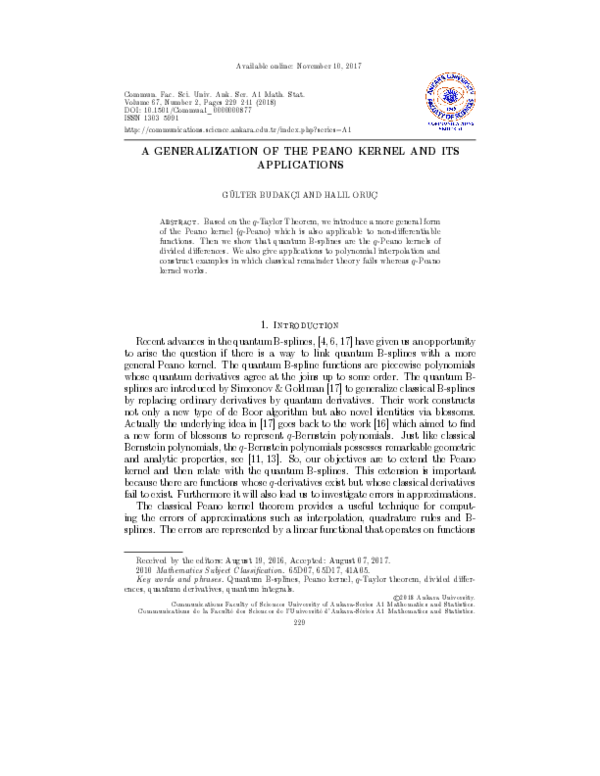 (PDF) A generalization of the peano kernel and its applications