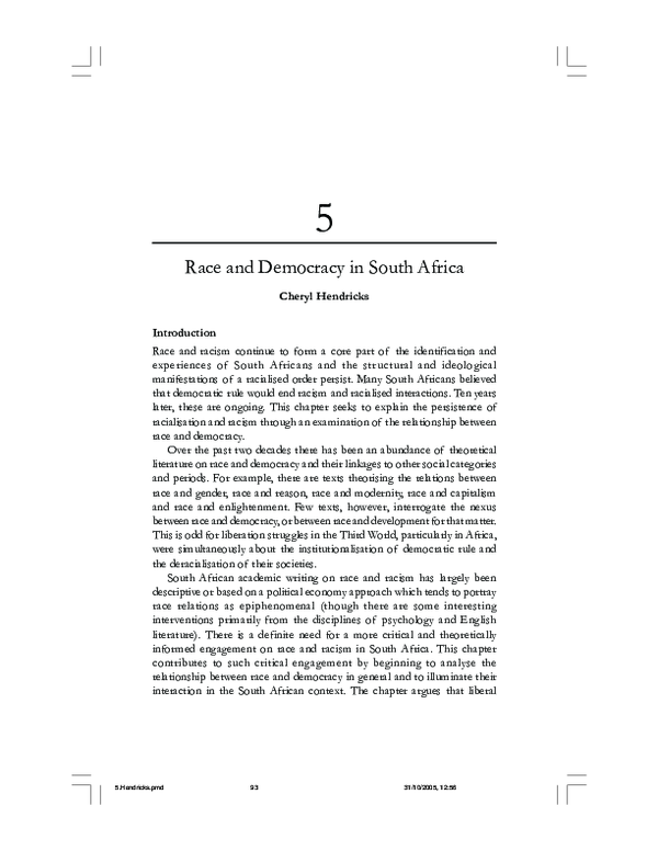 (PDF) 5 Race and Democracy in South Africa