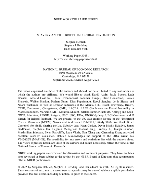 (PDF) Slavery and the British Industrial Revolution