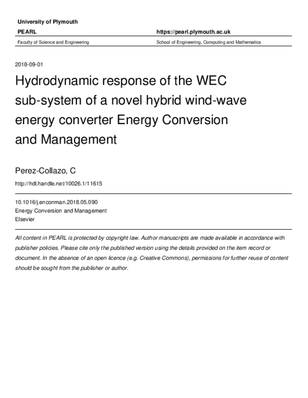(PDF) Hydrodynamic response of the WEC sub-system of a novel hybrid ...