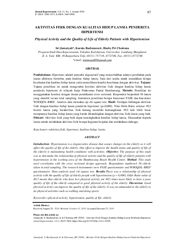 (PDF) Physical Activity and the Quality of Life of Elderly Patients ...